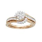 Always Yours 14k Gold Over Silver 1/2 Carat T.w. Diamond Cluster Engagement Ring Set, Women's, Size: 8, White