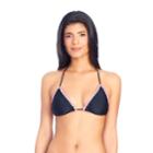 Women's Ibiza Crochet Trim Triangle Bikini Top, Size: Small, Black