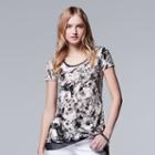 Women's Simply Vera Vera Wang Crinkle Tee, Size: Xl, Grey (charcoal)