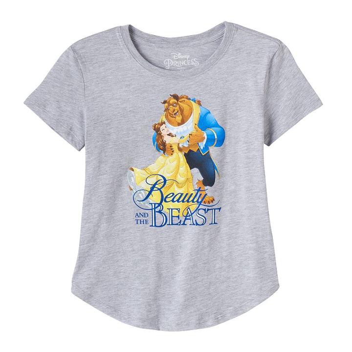 Disney's Beauty & The Beast Girls 7-16 Belle & Beast Graphic Tee, Girl's, Size: Small, Med Grey