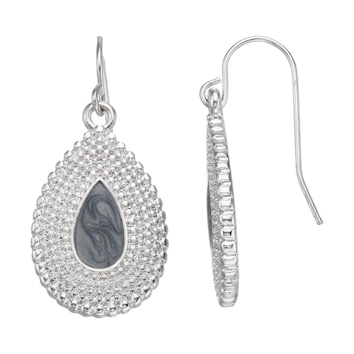 Nickel Free Textured Teardrop Earrings, Women's, Grey