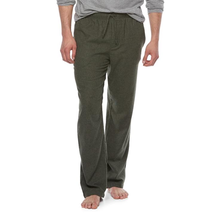 Big & Tall Croft & Barrow&reg; Plaid Flannel Lounge Pants, Men's, Size: L Tall, Dark Green
