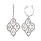 Diamond Essence Sterling Silver Chandelier Earrings - Made With Swarovski Crystals, Women's, White