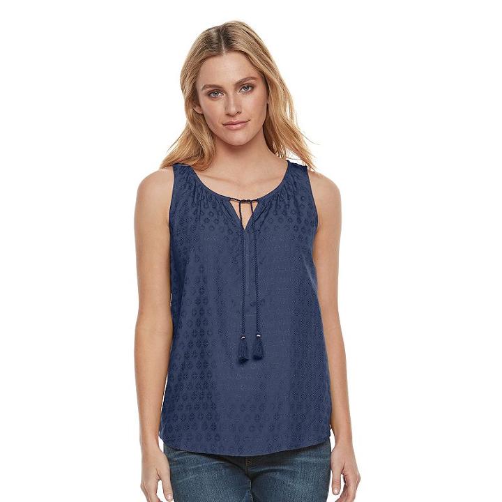 Women's Sonoma Goods For Life&trade; Dobby Tank, Size: Medium, Blue