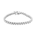 Diamond Essence Sterling Silver Crystal S Link Tennis Bracelet, Women's, Size: 7.5, White