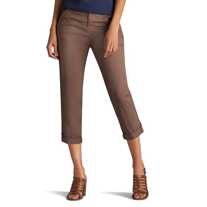 Women's Lee Carsen Relaxed Fit Twill Capris, Size: 16 Avg/reg, Grey