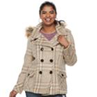 Juniors' Plus Size Urban Republic Wool Double-breasted Peacoat, Teens, Size: 1xl, Med Beige