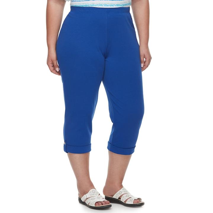 Plus Size Cathy Daniels Pull-on Roll Cuff Capris, Women's, Size: 2xl, Brt Blue