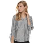 Women's Apt. 9&reg; Knot Sleeve Blouse, Size: Small, Black