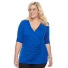 Plus Size Dana Buchman Wrap Front Top, Women's, Size: 2xl, Med Blue