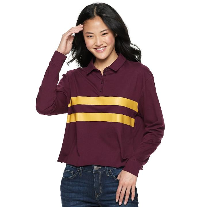 Juniors' So&reg; Rugby Striped Polo, Teens, Size: Xs, Drk Purple