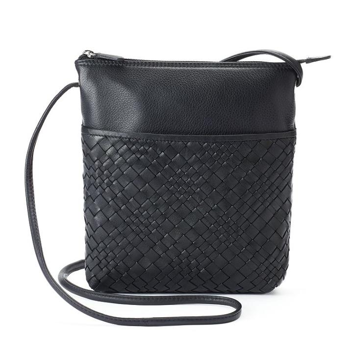 Ili Woven Leather Crossbody, Women's, Black