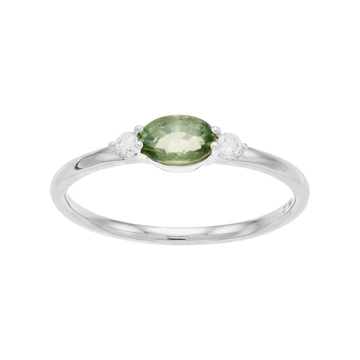 Lc Lauren Conrad 10k White Gold Green Sapphire & Diamond Accent Oval Ring, Women's, Size: 9