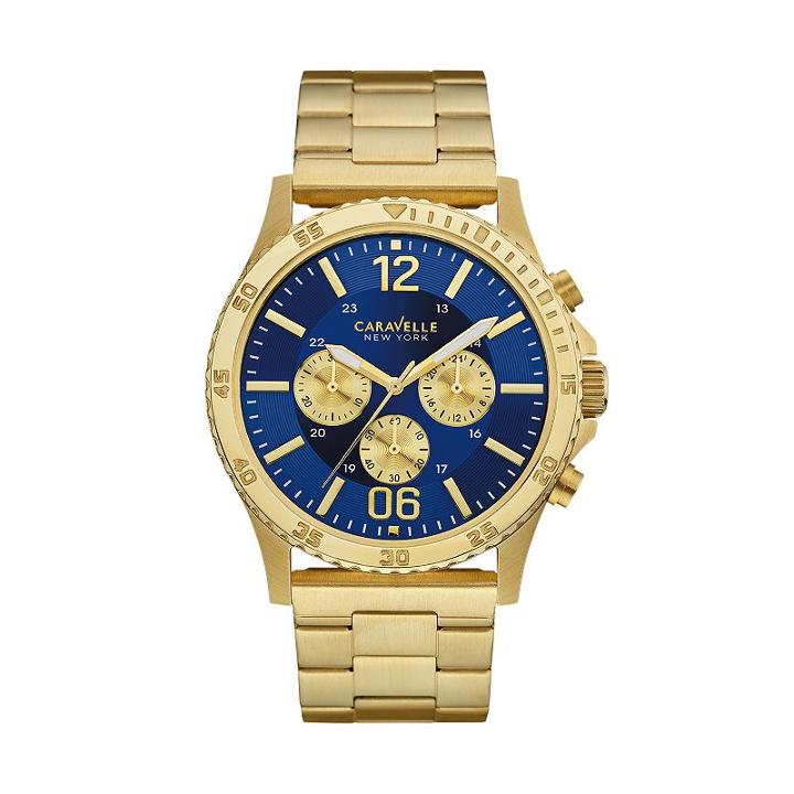 Caravelle New York By Bulova Men's Stainless Steel Chronograph Watch - 44a106k, Yellow