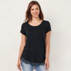 Women's Lc Lauren Conrad Lace-trim Top, Size: Large, Black