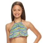 Mix And Match High-neck Flounce Bikini Top, Size: Xs, Brt Green