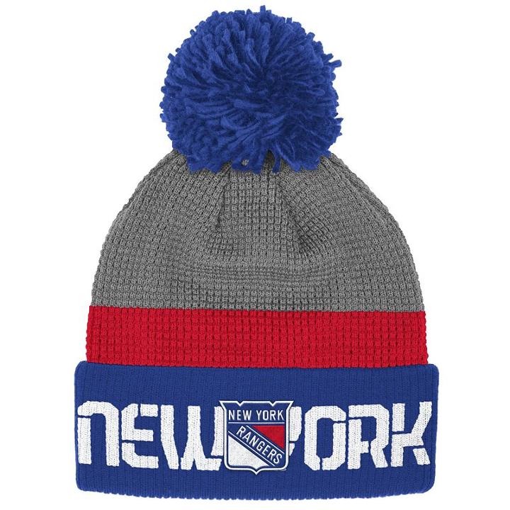 Adult Reebok New York Rangers Cuffed Pom Knit Hat, Men's, Grey