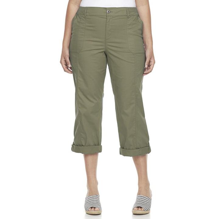 Plus Size Croft & Barrow&reg; Cuffed Twill Pants, Women's, Size: 20 W, Green