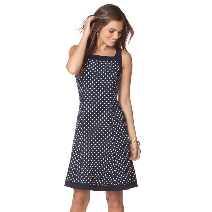 Women's Chaps Abstract Fit & Flare Dress, Size: Medium, Blue (navy)