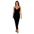 Women's Harve Benard Velvet Jumpsuit, Size: Small, Black