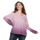 Juniors' Plus Size Mudd&reg; Lace-up Sweatshirt, Teens, Size: 1xl, Lt Purple