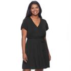 Juniors' Plus Size Mudd&reg; Faux-wrap Dress, Teens, Size: 2xl, Black