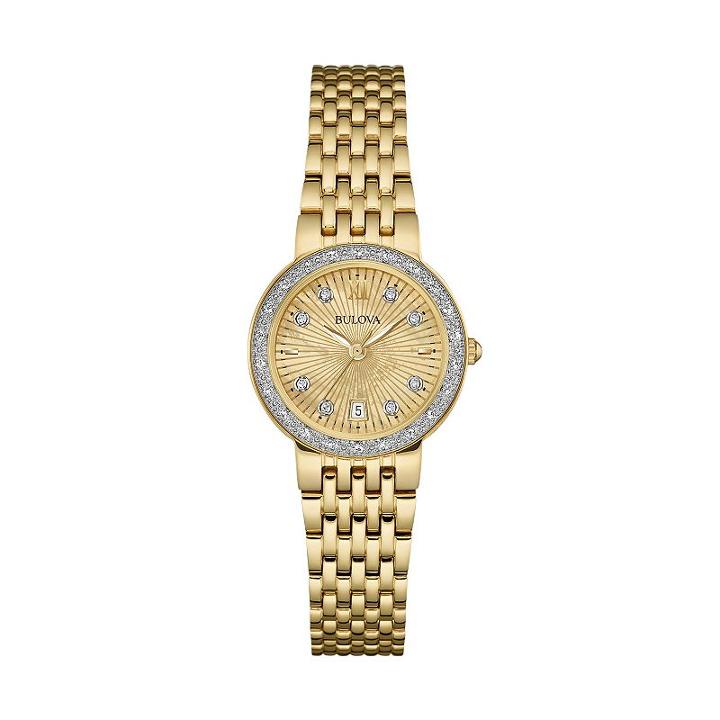 Bulova Women's Diamond Stainless Steel Watch - 98r212, Yellow