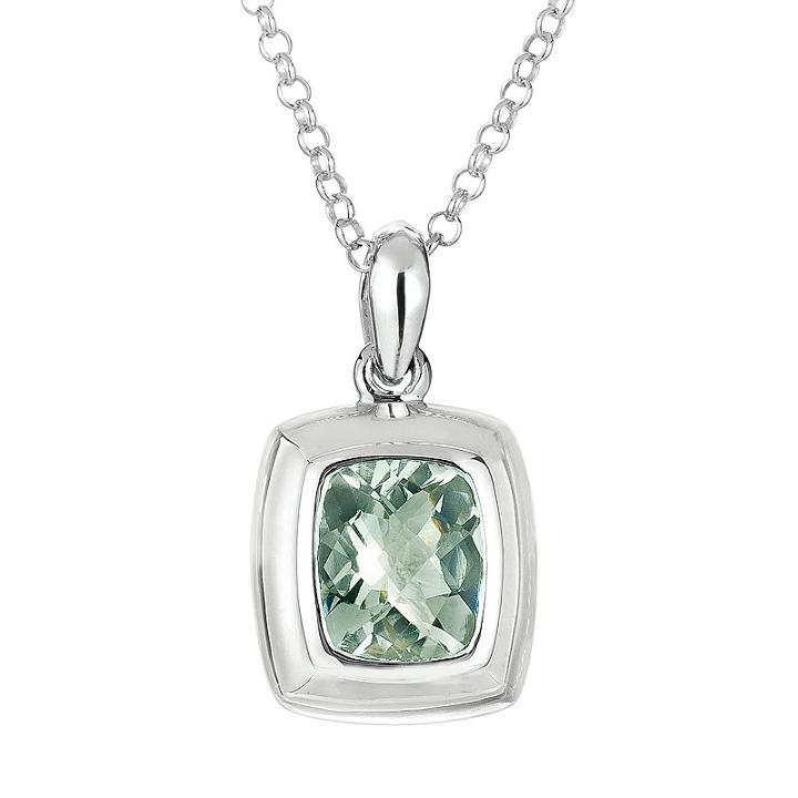 Sterling Silver Green Quartz Pendant Necklace, Women's, Size: 18