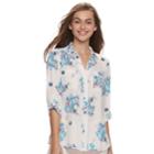 Juniors' Candie's&reg; Piped Roll-tab Blouse, Teens, Size: Medium, Dark Pink