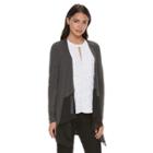 Women's Elle&trade; Mixed-media Flyaway Cardigan, Size: Xl, Med Grey