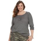 Plus Size Sonoma Goods For Life&trade; Ribbed Utility Henley, Women's, Size: 3xl, Black