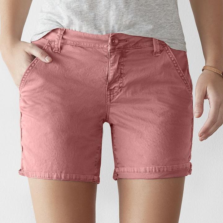 Women's Sonoma Goods For Life&trade; Chino Shorts, Size: 8, Light Red