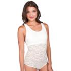 Juniors' Candie's&reg; Semi-sheer Lace Bodysuit, Teens, Size: Small, White
