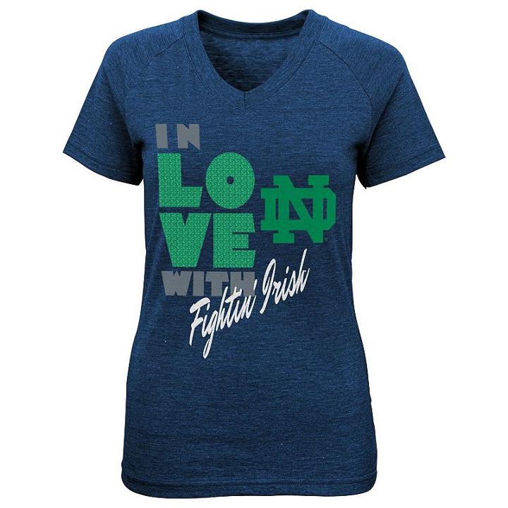 Girls 7-16 Notre Dame Fighting Irish Pave Tee, Girl's, Size: Medium, Blue