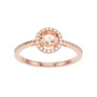 14k Rose Gold Over Silver Simulated Morganite & Cubic Zirconia Round Halo Ring, Women's, Size: 7, Pink