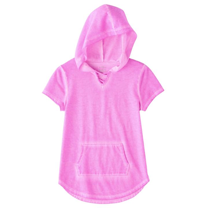 Girls Plus Size So&reg; Short Sleeve Sparkle Hooded Pullover, Size: 18 1/2, Lt Purple