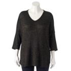 Plus Size Loramendi Lurex High-low Hem Sweater, Women's, Size: 1xl, Black