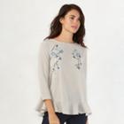 Women's Lc Lauren Conrad Embroidered Peplum Sweater, Size: Xxl, Silver