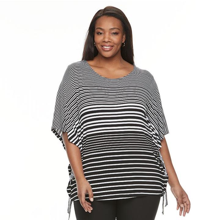 Croft & Barrow, Plus Size &reg; Printed Flutter Top, Women's, Size: 3xl, Black