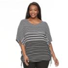 Croft & Barrow, Plus Size &reg; Printed Flutter Top, Women's, Size: 3xl, Black
