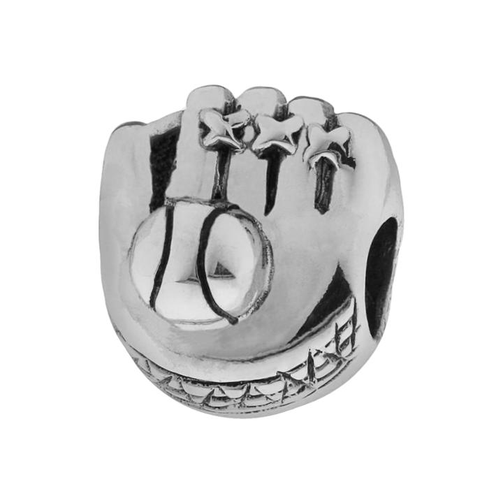 Individuality Beads Sterling Silver Baseball Mitt Bead, Women's, Grey