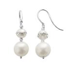 Pearlustre By Imperial Freshwater Cultured Pearl And Crystal Sterling Silver Drop Earrings, Women's, White