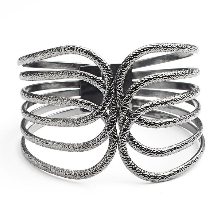 Jet Textured Openwork Bangle Bracelet, Women's, Multicolor