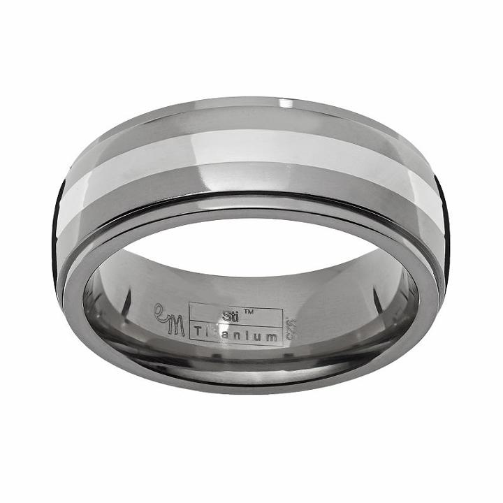 Sti By Spectore Gray Titanium And Sterling Silver Band - Men, Size: 8.50, Grey
