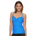Women's Croft & Barrow&reg; Bust Enhancer Twist-front Tankini Top, Size: 16, Med Blue