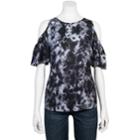 Juniors' Grayson Threads Tie-dye Cold-shoulder Top, Teens, Size: Xs, Black