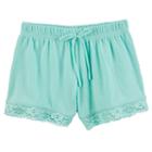 Carter's, Baby Girl Crochet-trim Gauze Shorts, Lt Green