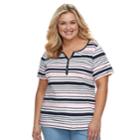 Plus Size Croft & Barrow Solid Henley Tee, Women's, Size: 3xl, Light Pink
