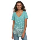 Juniors' Mudd&reg; Short Sleeve V-neck Tee, Girl's, Size: Xl, Turquoise/blue (turq/aqua)