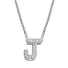 The Silver Lining Silver Plate Cubic Zirconia Initial Pendant, Women's, Size: 18